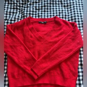 Red V-Neck Sweater